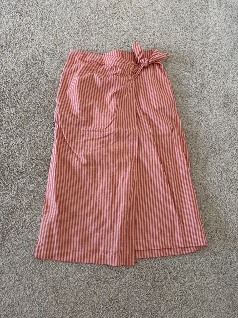 Universal Thread Pink and White Striped Tie-Front Midi Skirt